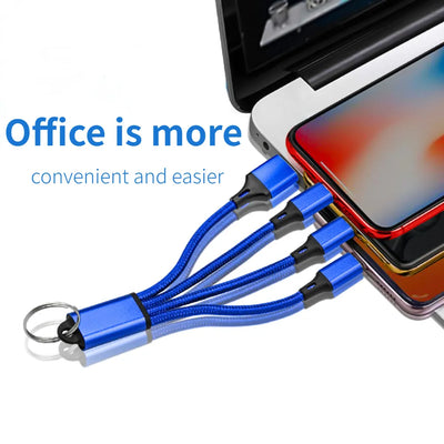 3-in-1 Travel cable - 25CM Keyring iPhone/Type-C/Micro USB